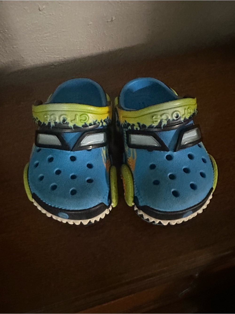 Kids Blue and Lime Slip-On Croc Shoes